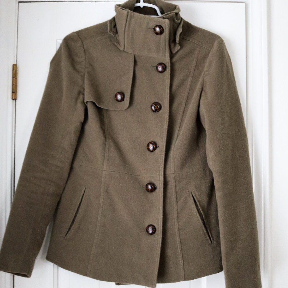 Olive Green fleece military-inspired jacket